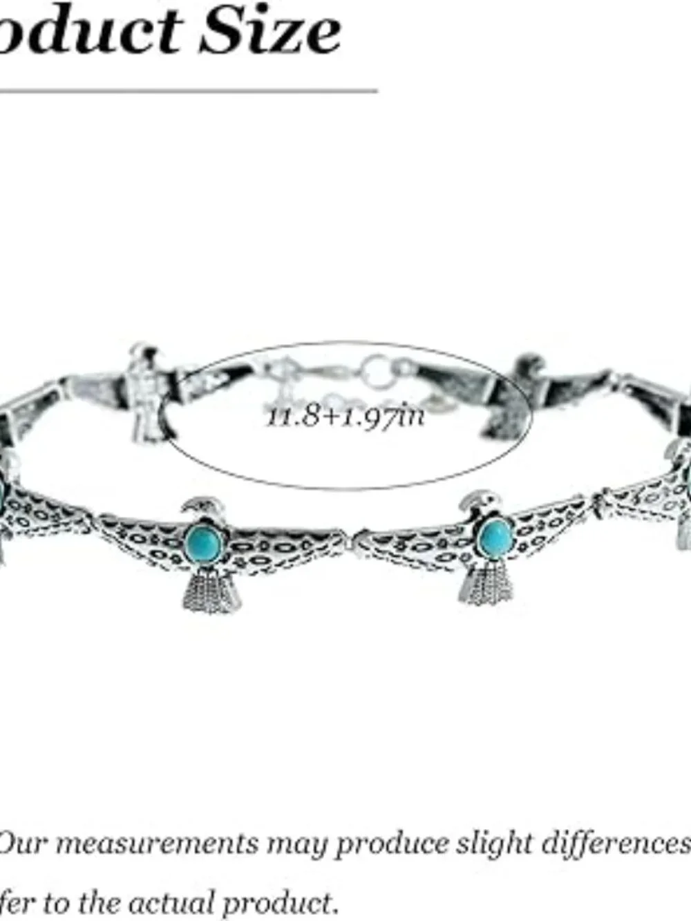 Thunderbird Turquoise Necklace for Women Silver Tone Choker - Picture 5 of 5